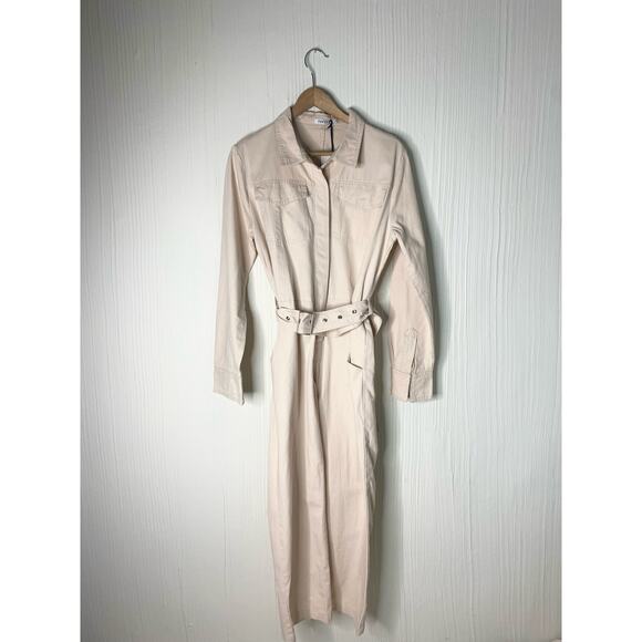 FARROW Ecru Cream Long Sleeve Twill Belted Long Sleeve Cotton Jumpsuit US SMALL - Picture 13 of 16